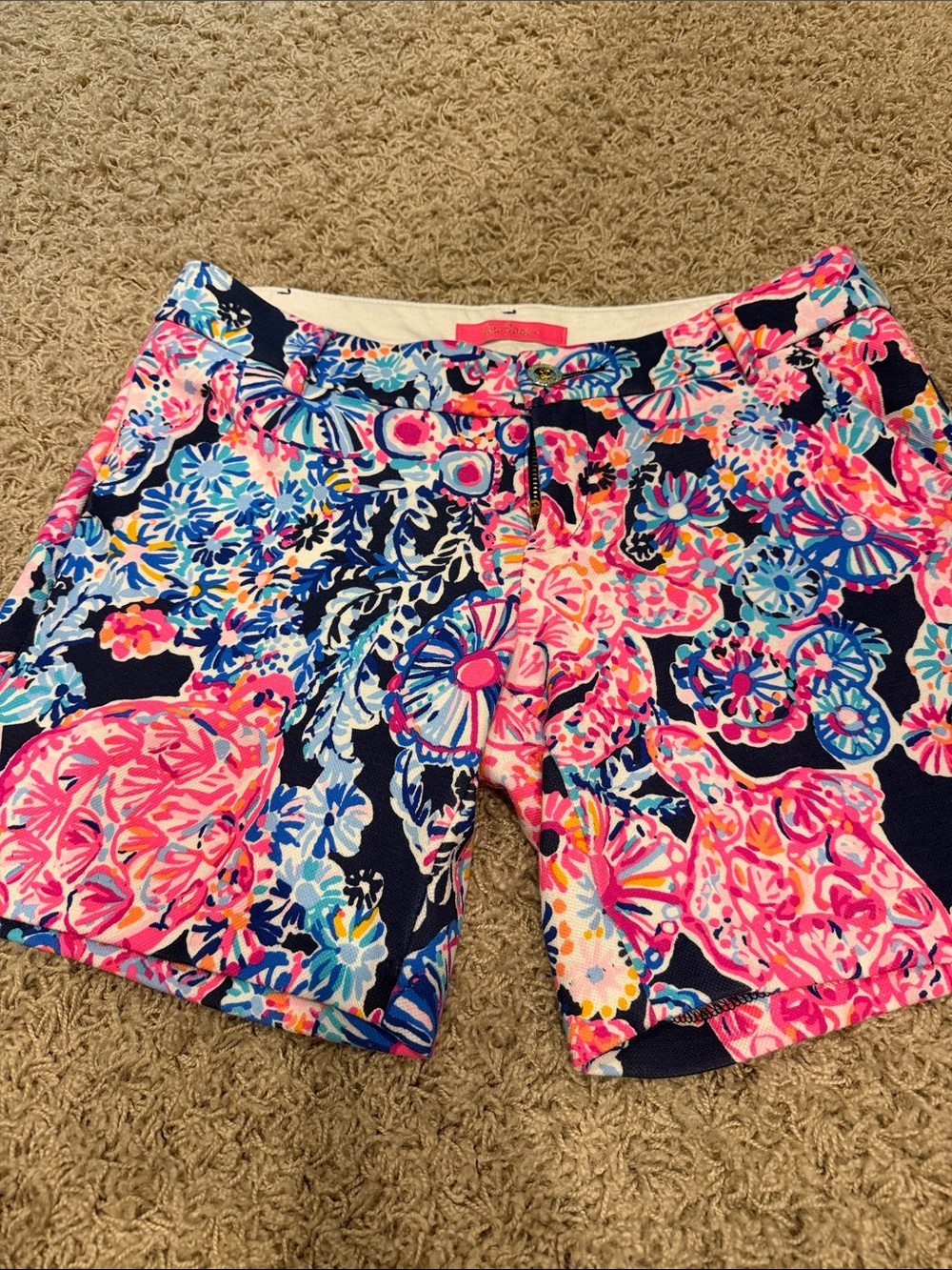 Lilly Pulitzer White Shorts with Hot Pink Label